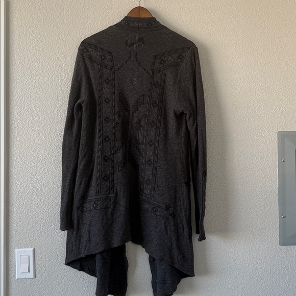 Johnny Was Biya Norns Haag Duster Gray Embroidered Aztec Native Cardigan M - Picture 11 of 16